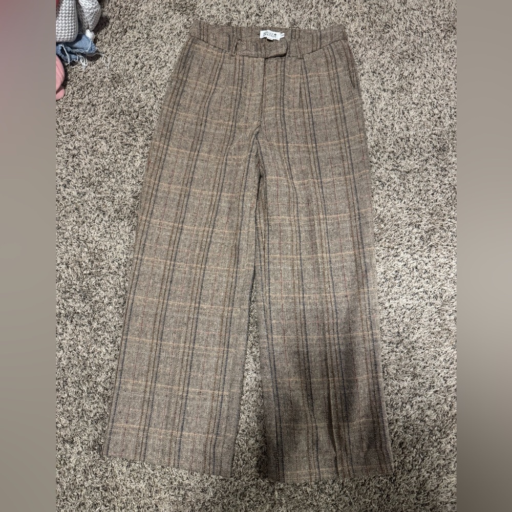 Women’s Tan Plaid Dress Pants